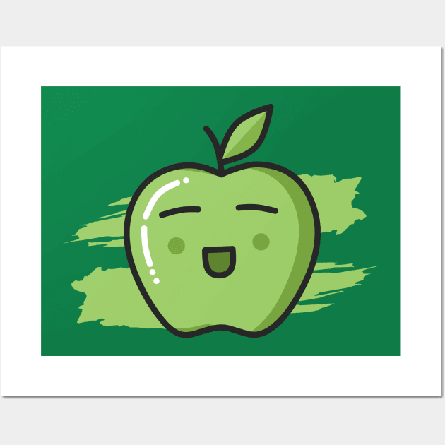 Cute Green Apple Wall Art by ramaart12